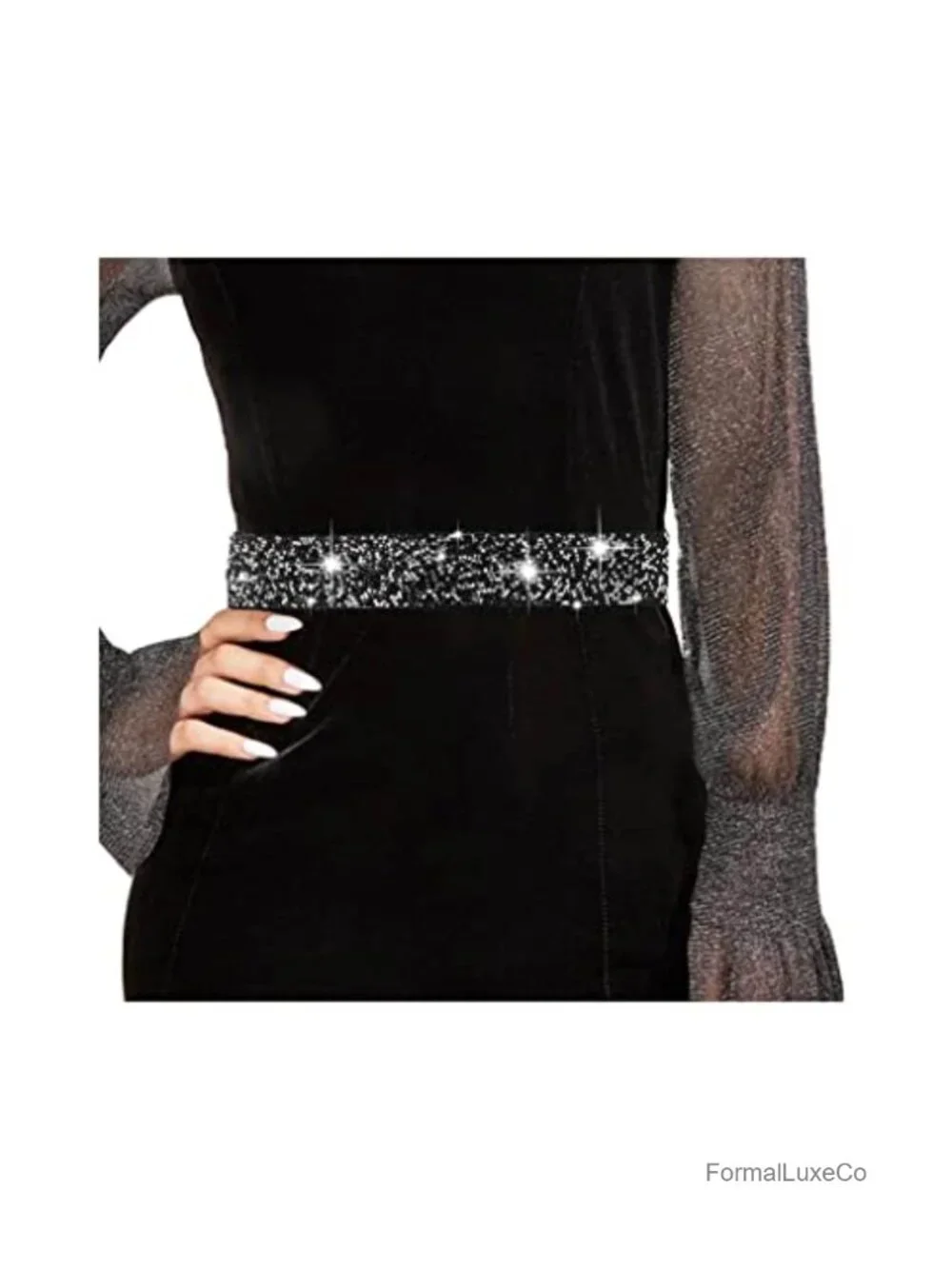 Rhinestone Elastic Waist Belt for Women Stretch Sash Wedding Party Accessory